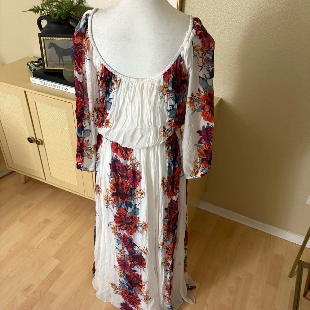 FREE PEOPLE Floral Bardot Printed Maxi Dress Boho Size S - Picture 7 of 11